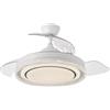 DRW Lampada Ventilatore da soffitto Bianco di Design con Pale retrattili 3 Colori di luci e Telecomando Ø107x33-48 cm Lampada:ø50 cm