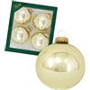 Dekohelden24 Lauschaer - Set di 4 palline per albero di Natale, colore oro, oro satinato, 8 cm, con corona dorata + 50 ganci rapidi.