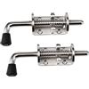 LGEGE Chiusura a molla - Confezione da 2 chiusure a bullone in Chiavistello acciaio inox resistente con chiusura rapida per porta capannone, cancello o portellone posteriore, rimorchi, garage