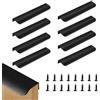 APKOL 8 Pcs maniglie per mobili invisibili Alluminio, 20cm Maniglie per mobili per armadi, maniglie per cucina bordo arrotondato Nere per cassetti, armadi,Cucina