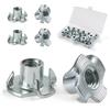 FOMGIIN Dadi a T M10 X 14 mm, 20 Pezzi Acciaio Zincato T Dado, Filettato Dadi a Griffe Dadi con 4 Griffe Legno Inserti per il Fissaggio di Parti di Mobili Dado con Griffe Manicotti da