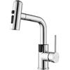 Mynaiad Rubinetto bagno Mynaiad con indicatore di temperatura LED, doccetta estraibile, rubinetto bagno girevole a 360°, miscelatore lavabo bagno monocomando con 4 tipi di getto, Cromato