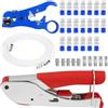 Jukibole Set di pinze crimpatrici e dispellicanti, kit di pinze crimpatrici per cavi coassiali per SAT, cavi coassiali RG6/RG59, set di pinze a compressione - incluso 20 connettori F, cavo TV RG6
