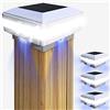 GEYUEYA Home Luce Solare Pilastro Giardino all'aperto IP65 Impermeabile Quadrato Bianco Paesaggio Cap Lamp per Patio Recinzione Pali in Legno (4 Pcs)