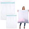 Lunza 2 Pezzi Sacchetti Lavatrice Biancheria 60 x 80cm + 90 x 110cm Retina per Lavatrice in Poliestere a Maglia Fina con Cerniera Sacchetti per Lavatrices Coperte Cappotti Tende Lenzuola e Peluche (Bianco)