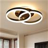 Amdelne Plafoniera LED Soggiorno 2 Ring φ50 cm 36W Moderna Dimmerabile con Telecomando, in Metallo+Acrilico, Design Rotondo, per Soggiorno, Camera, Sala da Pranzo - Nero+Legno