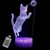 INTUPGD Gatto Lampada 3D Luce Notturna Bambini LED Illusione Ottica Lampade, 16 Cambia Colore con Telecomando Touch, Regali di Compleanno per Ragazzi e Ragazze
