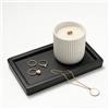 MAISONOVO Vassoio da bagno nero in ceramica artigianale, resistente all'umidità. Dimensioni 7.4x5.1 inch Ideale per sapone, profumi e gioielli, forma rettangolare con 4 cuscinetti antiscivolo