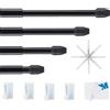Aiitomg 4 Pezzi Aste Tende per Finestre Senza Forare Bastoni per Tende a Vetro Bacchette Tende Estensibili per Negozi, Armadi, Finestre, Cucine, Progetti Fai Da Te(52-85cm, Nero)