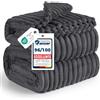 Bedsure Coperta Pile Divano Letto - Coperta Morbida Calda a Coste, Plaid Spessa per Soggiorno e Camera, Coperta Pile Invernale, Copridivano, XXL 220x240 cm, Grigio Scuro