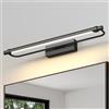 Pasoar LED Spiegellampe Bagno 60cm, 180 gradi Rothung Wandleuchte für bad IP44, 18W 1320 Lumen Spiegelleuchte Bagno, Lampada da bagno in alluminio, 4000K, Nero