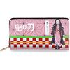 Roffatide Anime Demon Slayer Portafogli Kamado Nezuko Portafoglio con cerniera Portafoglio lungo in pelle falsa per le donne Uomini Borsa da donna