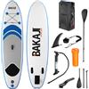 BAKAJI Tavola SUP Gonfiabile Paddle Board con Pagaia e Accessori Sport Mare 320 x 81cm