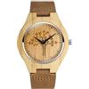 MicLee Orologio analogico al quarzo da uomo e donna, con albero della vita, in legno, con cinturino in pelle, regalo per uomo e donna, cinturino, Bracciale