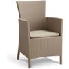 Keter Poltrona da giardino iowa dining chair con cuscino colore cappuccino, 89x60x62 cm - keter