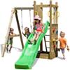 Fungoo Gioco per bambini da esterno in legno fungoo funny 3 con torretta, altalena, scivolo e parete da arrrampicata 290x200x210 cm