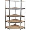 Easy System Scaffale angolare in metallo easy system con 5 ripiani in mdf 90x90x40x40x180 cm