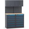 Fami Arredamento modulare per officina fami linea 391 con cassettiere in lamiera antracite 121,6x49,5x190 cm