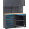 Fami Arredamento modulare per officina fami linea 391 con cassettiera e carrello a 3 piani in lamiera antracite 152x49,5x190 cm