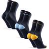DANISH ENDURANCE Calze in Lana Merino, Calzini Classici Traspiranti, da Uomo e Donna, 3 Paia, Multicolore (1 x Blu Scuro, 1 x Blu Scuro/Giallo, 1 x Blu Scuro/Azzurro), 43-47