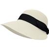 Feelorna Cappello di paglia da donna, protezione UV, con tesa larga, traspirante, da spiaggia, pieghevole, per viaggi, vacanze, bianco, Taglia unica