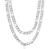 Bandmax Figaro Collana Uomo Catenina Argento, 9 mm Catena Collana Uomo Acciaio, Catenina Uomo Grossa Lunghezza da 51 cm, Argento Catena Gioielli Uomo Donna, Catena Accessori per Hip Hop Rapper
