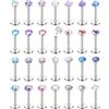 ADRAMATA 28Pcs Piercing Naso Acciaio Chirurgico Piercing Orecchio Piccolo Piercing Labret Labbro Senza Filo Set Piercing Naso Brillantino CZ Opale Piercing Helix Piercing Trago 20G 18G 16G