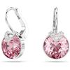 Swarovski Bella V Orecchini Pendenti, Gioielli con Cristalli Rosa Swarovski, Pietre Preziose a Taglio Round, Placcatura in Tonalità Rodio, 1,9 x 1 cm, peso (singolo orecchino) 1,7 g