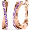 YOURDORA Donna Orecchini a Cerchio Originali in Argento 925 Zirconi Anello Contorto Idea Regalo Gioielli (Oro Rosa - Ametista)