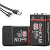 GeeKam Batteria da 9 V, 2 batterie ricaricabili da 1100 mAh, 9 V, con cavo di ricarica USB-C 2 in 1 per rilevatore di fumo, microfono, multimetro, giocattolo, controller di gioco