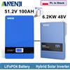 ANENJI Batteria ANENJI LiFePO4 51.2V 100Ah 5.12Kwh 6000+ Cicli 6.2KW 5KW 48V Inverter Solare Ibrido Accumulo di Energia Solare 16S BMS 100Ah