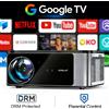 HORLAT Proiettore HORLAT Google TV Android 14, 3000 ANSI Lumen, Auto Focus, WiFi 6, Supporto 3D Full HD 1080P 4K, Proiettore Smart per Home Theater