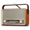 PRUNUS J-120 Radio Portatile Vintage legno FM/AM/SW,Altoparlante Bluetooth Retro,Radiolina Portatile con Batteria Ricaricabile da 1800 mAh Potenziata,Alimentazione CA disponibile,Supporta TF/USB/AUX.