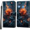 Haninsuze Cover per Samsung Galaxy A40, Portafoglio PU Pelle, Rose | Interno TPU Antiurto, Anti-Graffio, Fessura per Schede, Supporto Stand, Design Libro, Flip