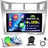 Hikity 4+128G Autoradio Android per Toyota Yaris/Vizi 2005-2011 Wireless Carplay 9''Incell Schermo per Auto Android Auto WiFi Touchscreen Bluetooth5.0 GPS Retrocamera