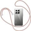 XTCASE Cover con Cordino per Xiaomi Redmi 15C 4G/5G, Custodia Trasparente con Cinghia Regolabile Collana Tracolla Laccio Collo Ultra Sottile Morbido TPU Silicone Antiurto AntiGraffio Case, Oro Rosa