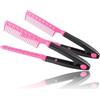 FILFEEL Pettine per lisciare i capelli,Pettine pieghevole， antistatico a forma di V, strumento per acconciare i capelli, colore rosa