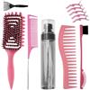 RoyalChic Set di 7 spazzole per capelli con spazzola per capelli ricci, spazzola per capelli ricci, bottiglia spray per capelli, spazzola per toupet, spazzola per massaggio, doppia spazzola e fermagli per