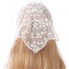 Wpppan Bandana a triangolo in pizzo elegante da donna bianca con fiori estivi a prova di sole in pizzo per ragazze dolci campeggio scattare foto, fasce per capelli alla moda da donna cappelli per berretti