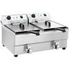 Royal Catering RCEF 16DH-1 Friggitrice Professionale Friggitrice Elettrica Doppia (2 x 3200 W, 230 V, 200 °C, 2 x 16 litri per cestello, Acciaio inox, 2 valvole di scarico)