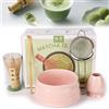 Neuytiky 5 pz Kit di cerimonia giapponese Matcha,Matcha Set Rosa,Mixer Matcha in Bambù, Ciotola Matcha, Cucchiaio, Colino, Supporto per frullatore