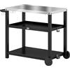 Outsunny Carrello grill 3 livelli con piano di lavoro, ripiani, ganci, ruote, acciaio inox 102x50x81cm Grigio carbone | Aosom Italy