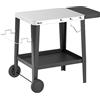 Outsunny Carrello cucina con ruote carrello di servizio con ganci, porta rotolo di carta & porta asciugamani, acciaio inossidabile, 115 x 67,5 x 80,5 cm Nero | Aosom Italy