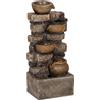 Outsunny Fontana a cascata 5 livelli per giardino con illuminazione LED effetto pietra, pompa regolabile 31 x 25,5 x 72 cm | Aosom Italy