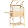 Outsunny Letto rialzato con copertura da serra in legno Cassetta con serra richiudibile Ripiano laterale Vano portaoggetti Legno naturale | Aosom Italy