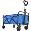 Outsunny Carrello da Giardino Pieghevole con Ruote Manico Regolabile Carico 68 kg per Campeggio Spesa 81x45x89 cm Blu | Aosom Italy