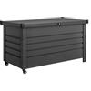 Outsunny Cassa 350L, Box Metallo con Coperchio Bloccabile, Ruote, Maniglie Laterali, Grigio | Aosom Italy