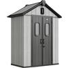 Outsunny Capanno Giardino 160L x 98P x 217A cm, Plastica, Doppie Porte Bloccabili, Grigio | Aosom Italy