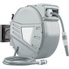 Outsunny Avvolgitubo Muro 20+1,6m x Ø 15mm, Avvolgitore Retrattile Automatico Girevole 180°, Grigio | Aosom Italy