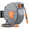 Outsunny Avvolgitubo Retrattile 20+1,6 m con Lancia a 2 Modalità Blocco Automatico Retrazione Controllata Supporto Arancione | Aosom Italy